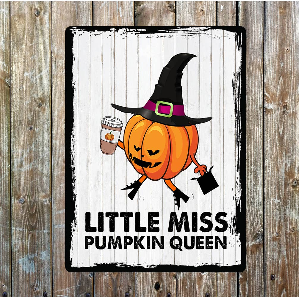 Pumpkin witch art Metal Wall Sign