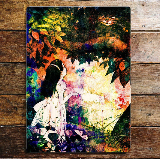 Alice in Wonderland Cheshire Cat In Tree | Metal Sign Plaque