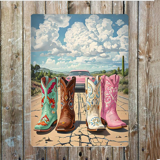 Colorful Cowboy Boots | Western Art | Metal Sign Plaque