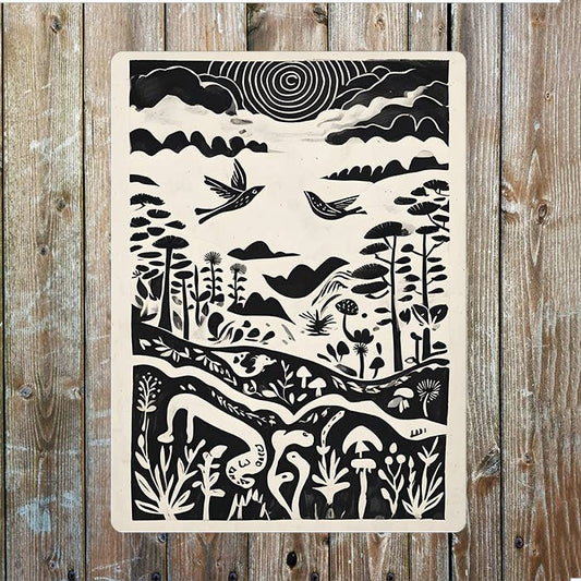 Folk Art Illustration Nature Inspired | Metal Sign Plaque