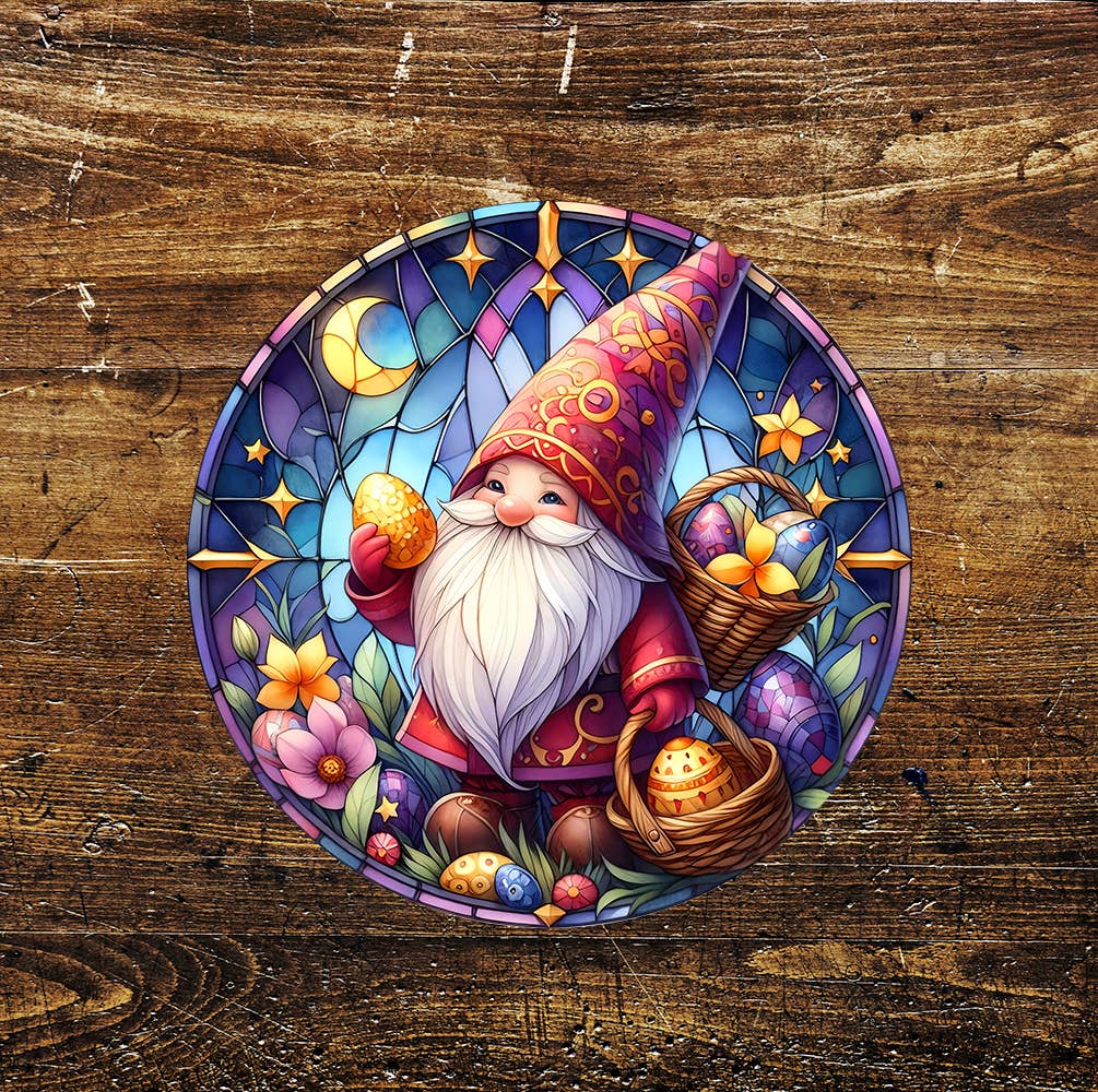 Easter Egg Circle Gonk Stained Glass affect Metal Sign