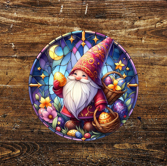 Easter Egg Circle Gonk Stained Glass affect Metal Sign
