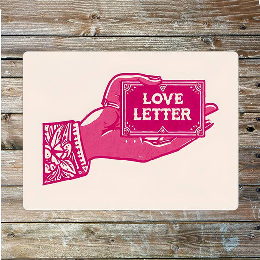 Vintage Hand holding Love Letter | Metal Sign Plaque