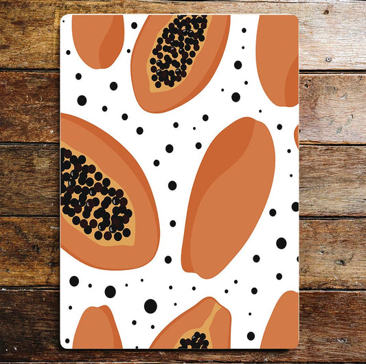 Papaya Pattern Fruit Kitchen Dots Metal Sign Plaque