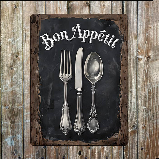Bon Appetit Enjoy your food Kitchen | Metal Sign Plaque