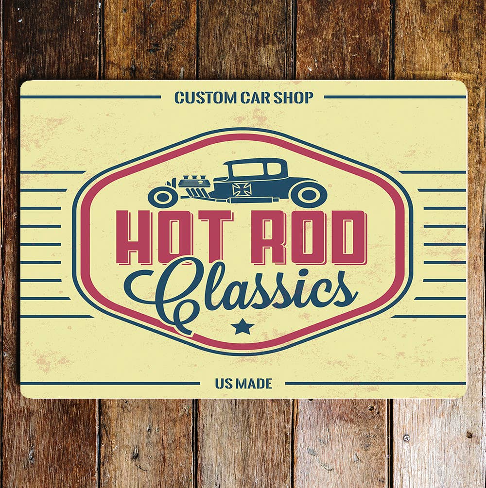 Hot rod classic car custom car shop | Metal Sign plaque