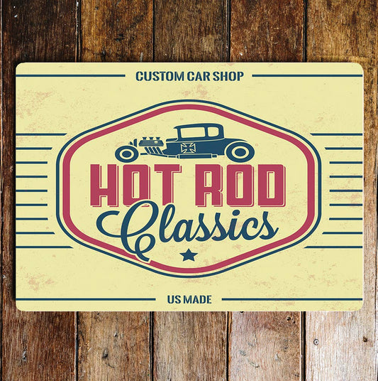 Hot rod classic car custom car shop | Metal Sign plaque