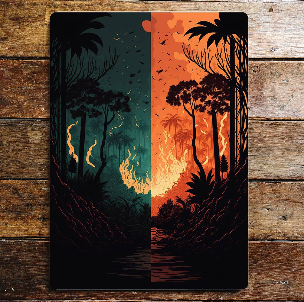 Forest mystical night day | Metal Sign plaque