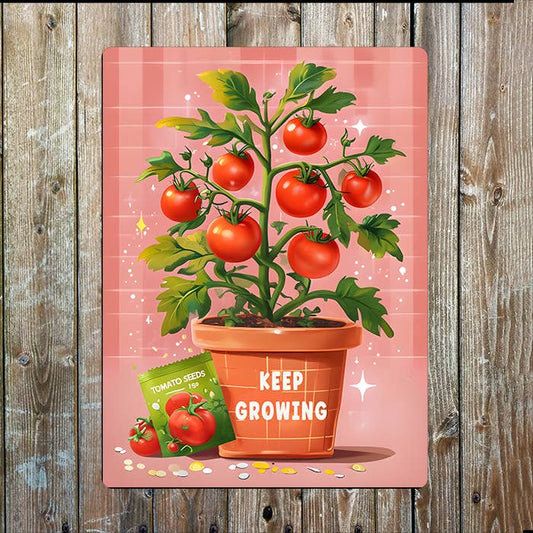 Keep Growing Tomato Plant | Metal Sign Plaque