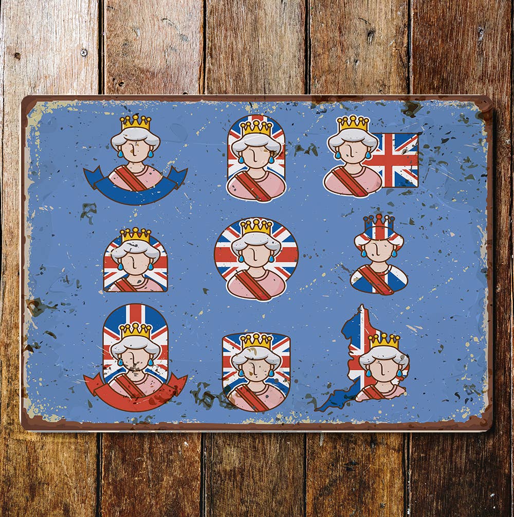 Queen Elizabeth II Britain London England Metal Wall Sign