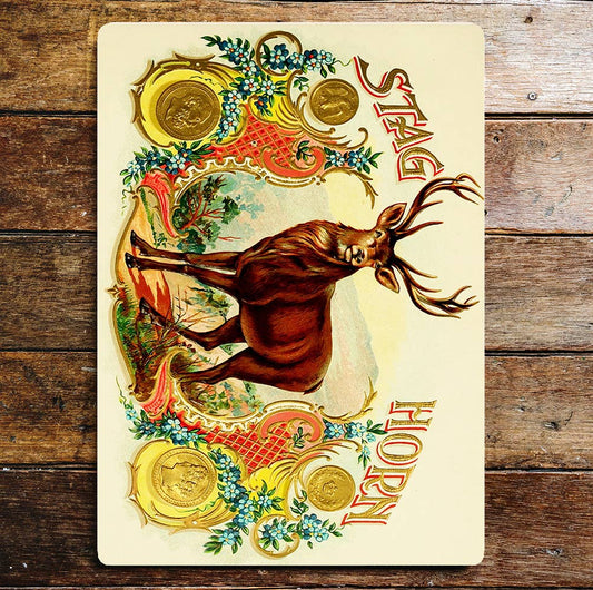 Stag Horn Royal Head Coins Metal Wall Sign