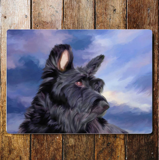 Scotty Black Dog Portrait Metal Sign plaque