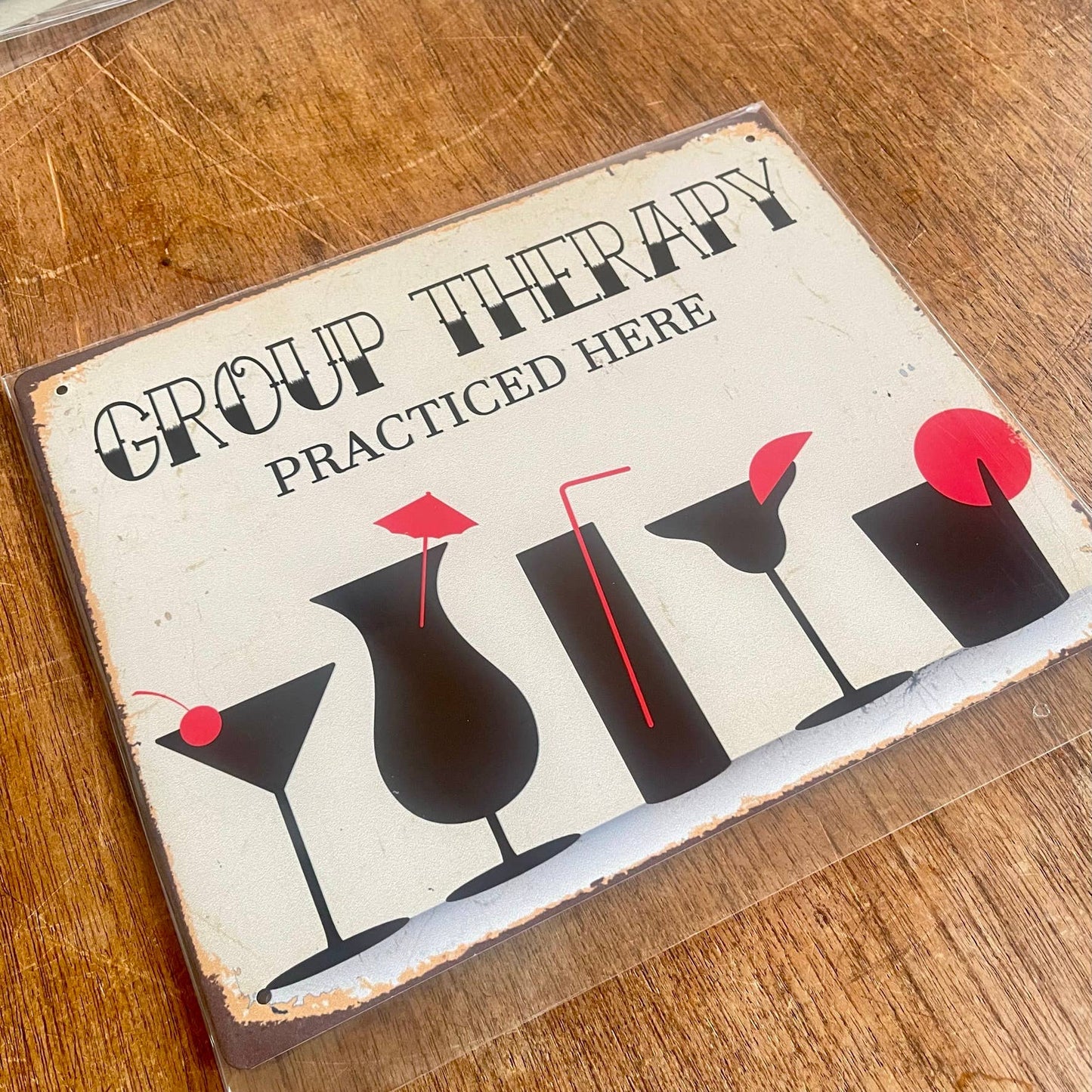 group Therapy Practiced here Bar Tin Sign | Metal Sign Plaque