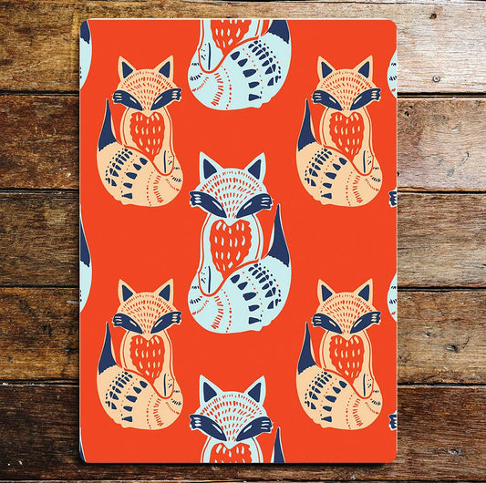 Fox orange blue pattern abstract art | Metal Sign plaque