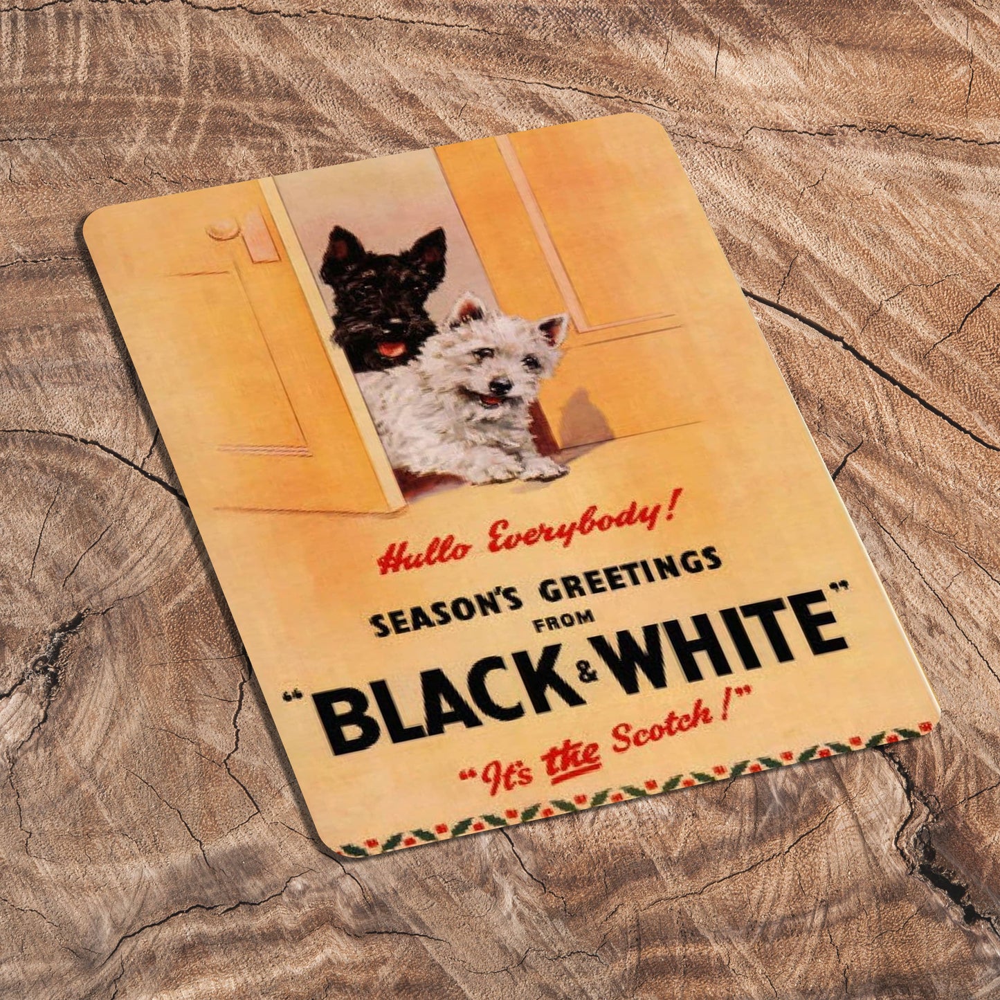 Seasons Greetings From Black and White Metal Sign