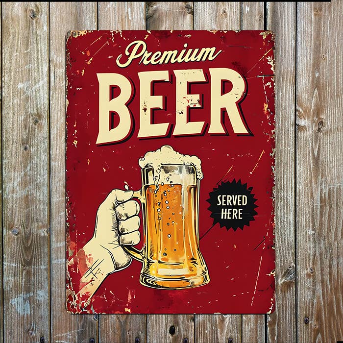 Premium Beer | Bar Pup | Father's Day | Metal Sign Plaque
