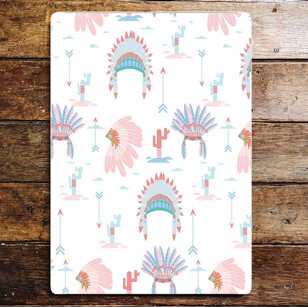 Indian Head Dress Arrows Cactus | Metal Sign plaque