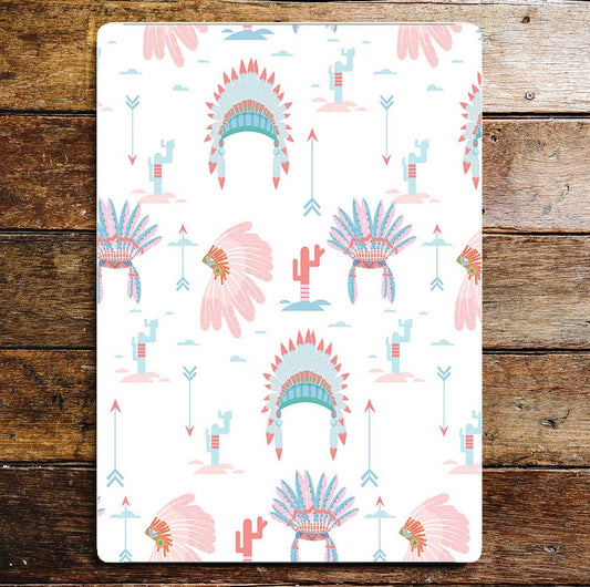 Indian Head Dress Arrows Cactus | Metal Sign plaque