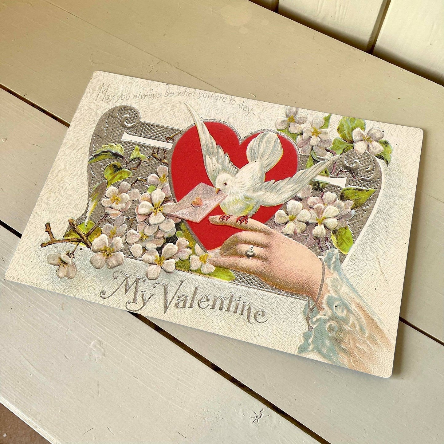My Valentines Dove Hand | Metal Travel Wall Sign