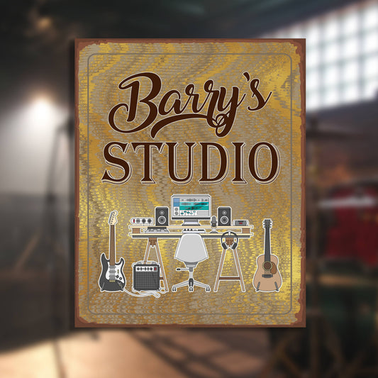 Personalised Name Music Studio Metal Wall Sign