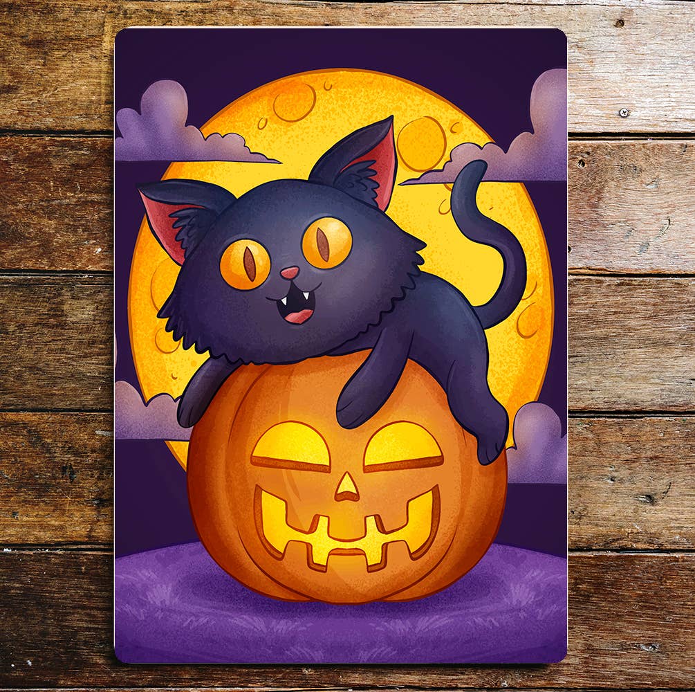 Halloween purple Kitten Art | Metal Sign Plaque