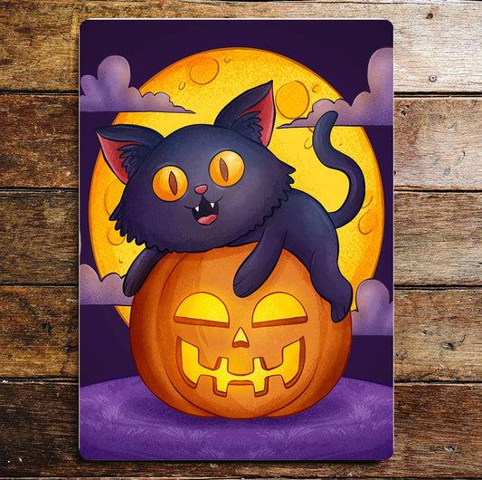 Halloween purple Kitten Art | Metal Sign Plaque