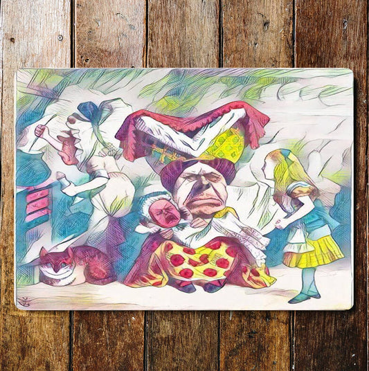 Alice in Wonderland Queen Of Hearts Cat | Metal Sign Plaque
