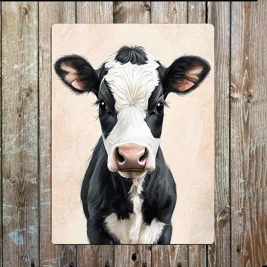 Young Cow Calf | Farm Farmhouse | Metal Sign Plaque