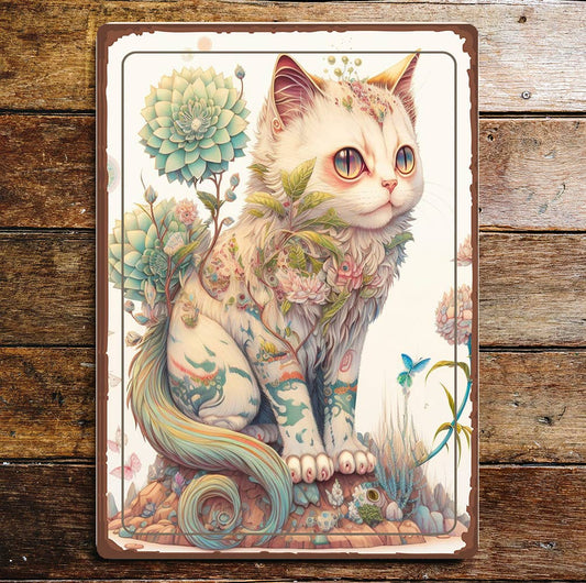Earth Cat Enchanting Art | Metal Sign Plaque