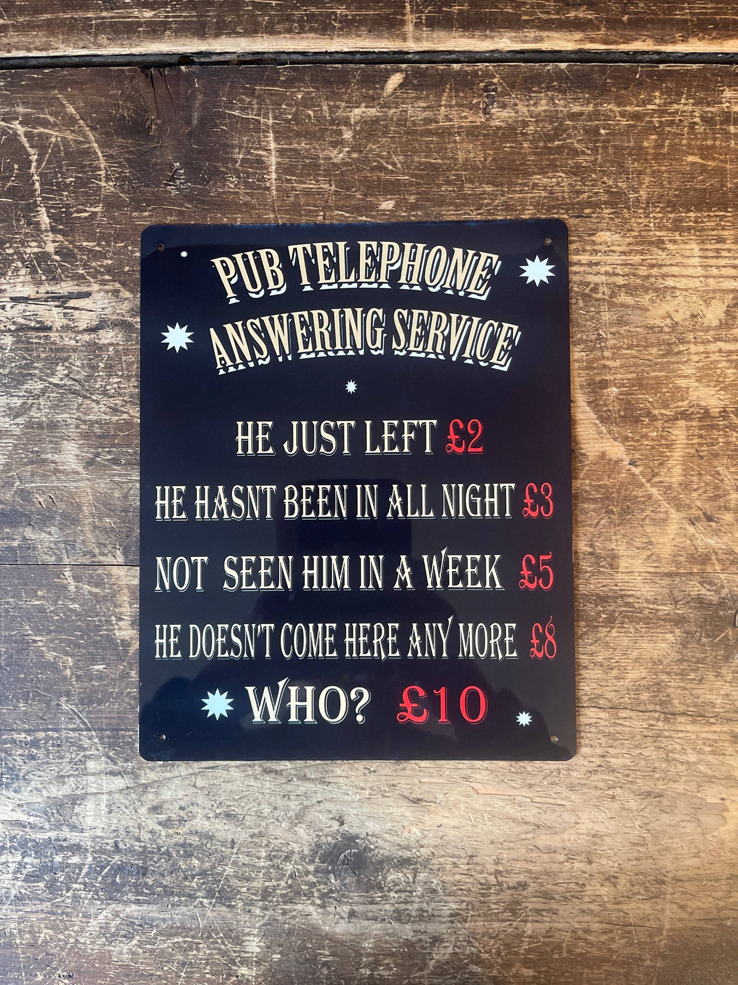 Pub telephone answering service Metal Sign