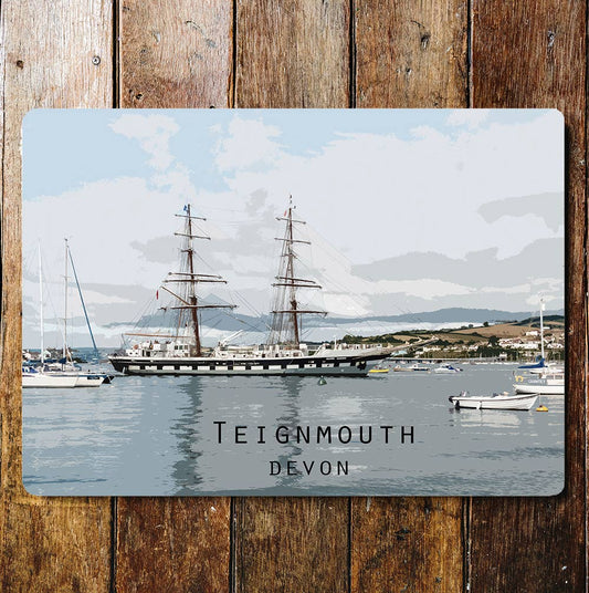 Teignmouth Sail Boat Devon Travel Metal Wall Sign Plaque