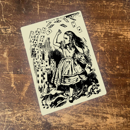 Alice in wonderland Cards Illustration | Metal Sign