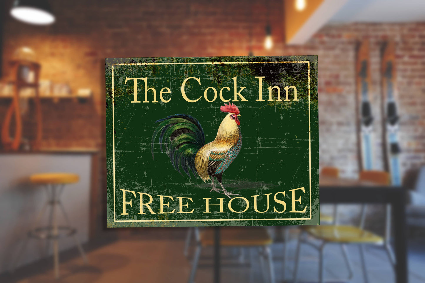Home Pub Bar The Cock Inn Cockeral Hen | Metal Sign