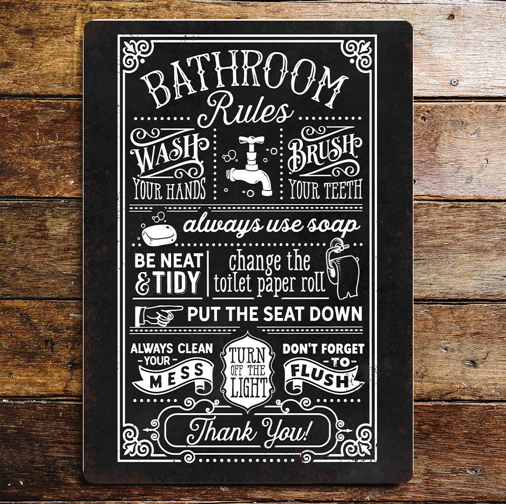 Bathroom rules | Metal Sign Plaque
