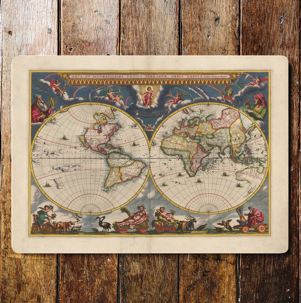 World Map Circle The Gods Watching | Metal Sign Plaque