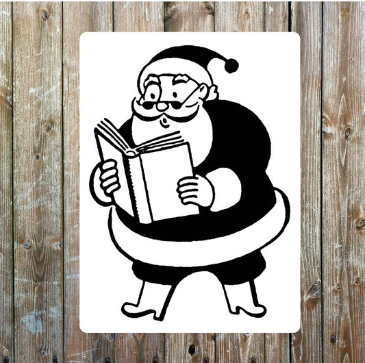Retro Father Christmas art Metal Sign Plaque