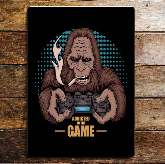 Gaming gorilla smoking addicted | Metal Sign plaque