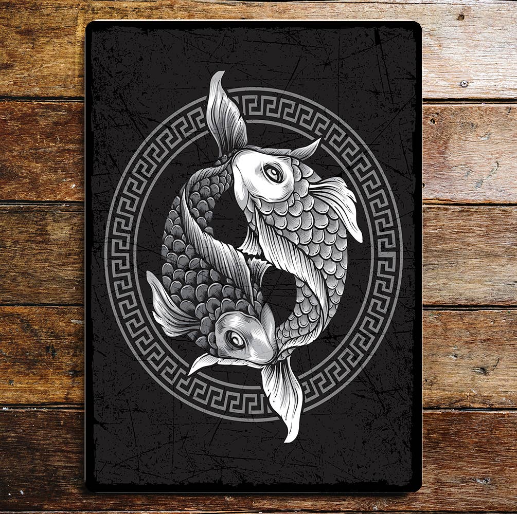 Ying Yang Koi wall paper  Art | Metal Sign Plaque