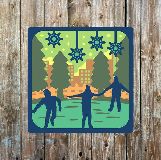 Ice Skating Rink winter | Metal Sign Plaque Square