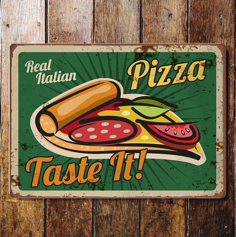 Real Italian Pizza Taste It Metal Sign Plaque