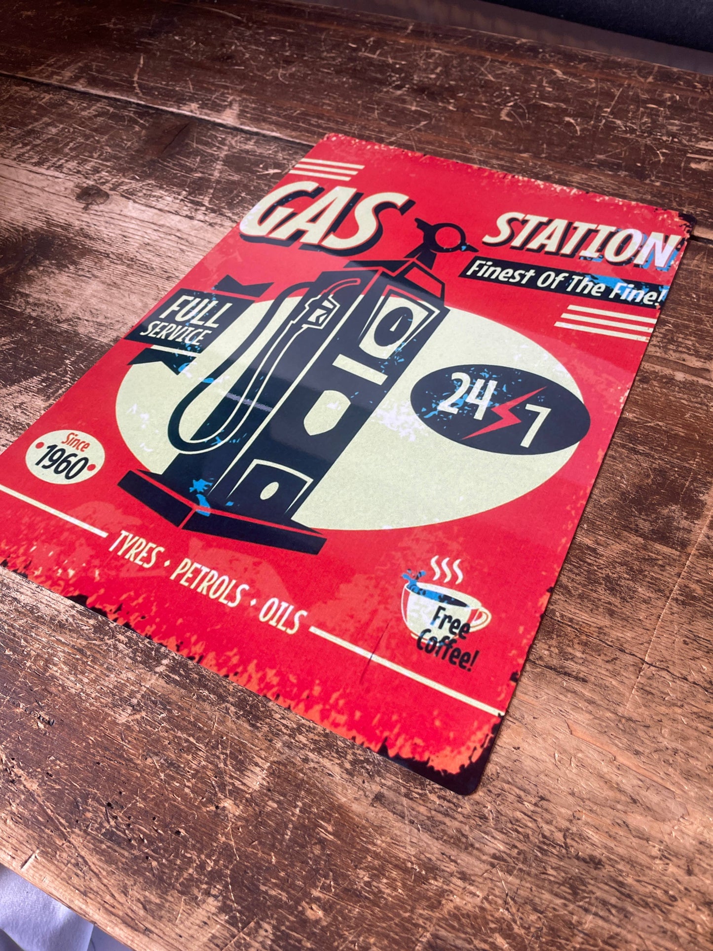 Gas Station Retro Garage | Metal Wall Sign Plaque
