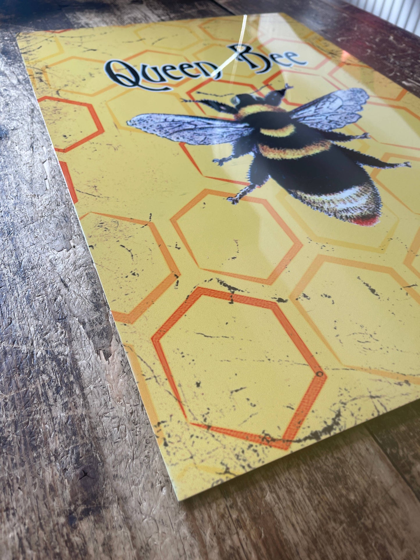 Queen Bee Insect Metal Botanical Wall Sign