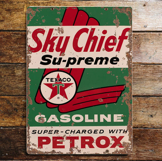 Texaco gasoline super charged Metal Sign plaque