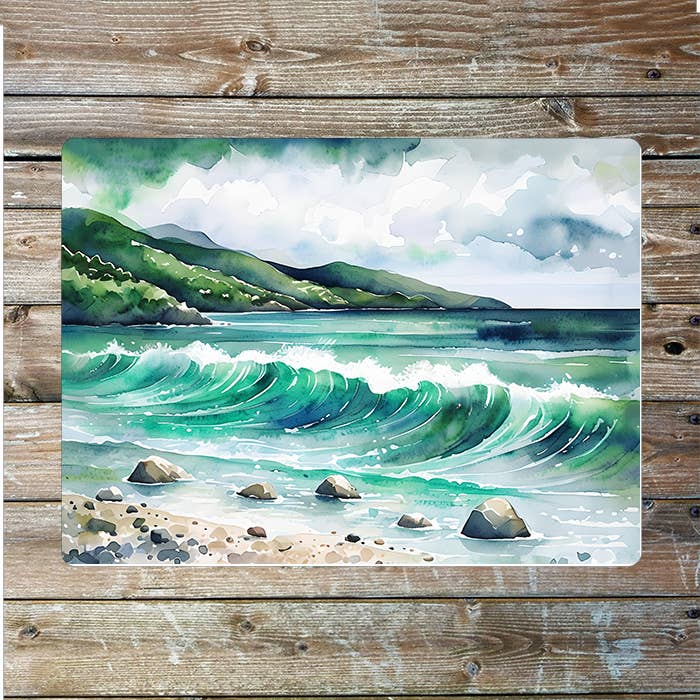 Serene Watercolor Coastal Sea Nautical Metal Sign Plaque