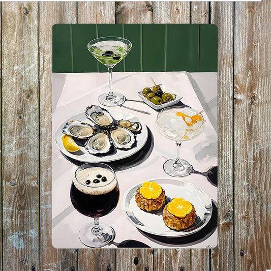Gourmet Tabletop Arrangement With Cocktail | Metal Sign Plaque