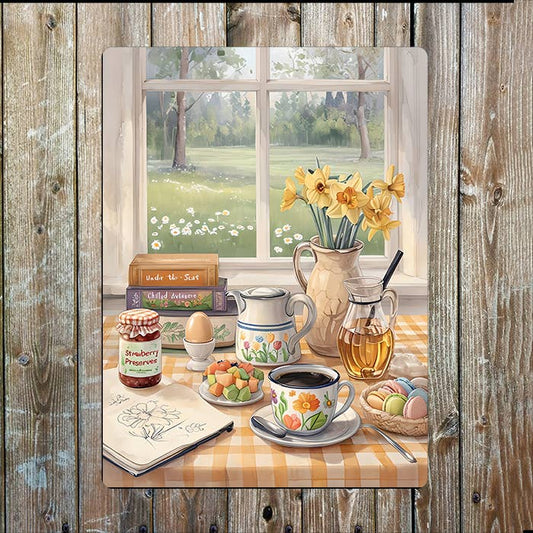 Breakfast Table Window Flowers | Kitchen | Metal Sign Plaque