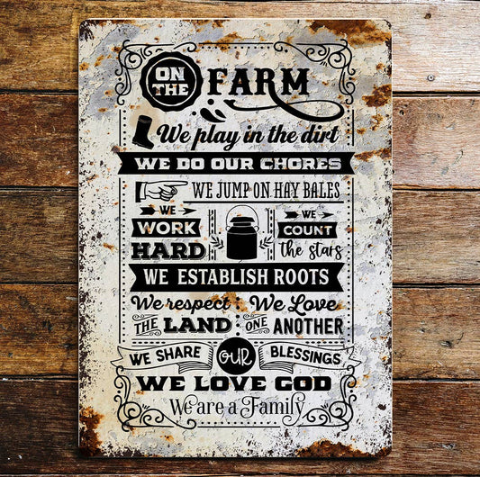 On the farm play dirt Farmhouse | Metal Sign Plaque