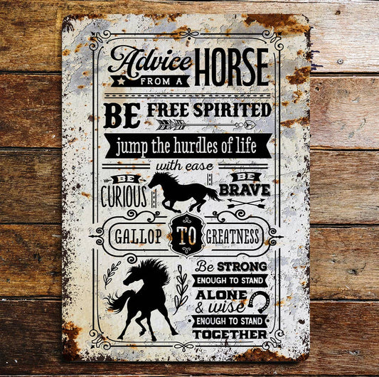 Farmer Farm Advice from horse | Metal Wall Sign Plaque