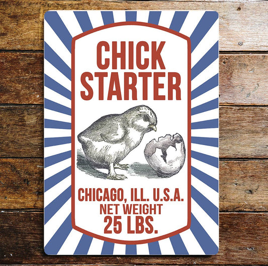 Chick Starter Chicago Blue and Red | Metal Sign Plaque