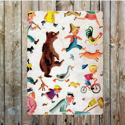 Vintage child nursery animals art | Metal Sign Plaque